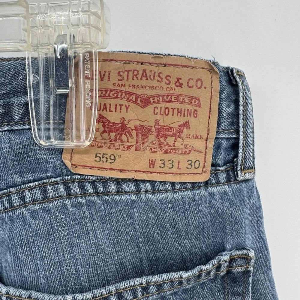 Levi's 559 Y2K Mens Straight Regular Fit Jeans 33X29 Light Blue Wash